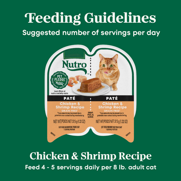 Nutro Perfect Portions Adult Grain Free Chicken and Shrimp Pate Wet Cat Food Trays