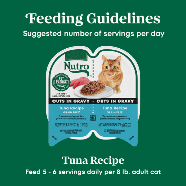 Nutro Perfect Portions Grain Free Cuts In Gravy Real Tuna Recipe Wet Cat Food Trays