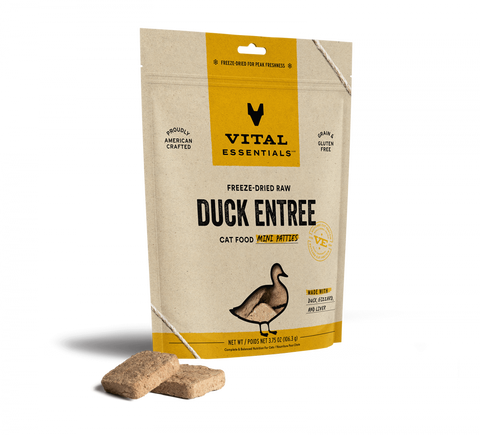 Vital Essentials Grain Free Duck Mini Patties Freeze Dried Raw Food for Cats