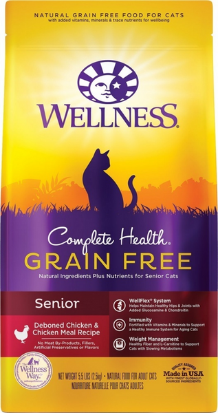 Wellness Complete Health Deboned Chicken & Chicken Meal Grain Free Senior Dry Cat Food