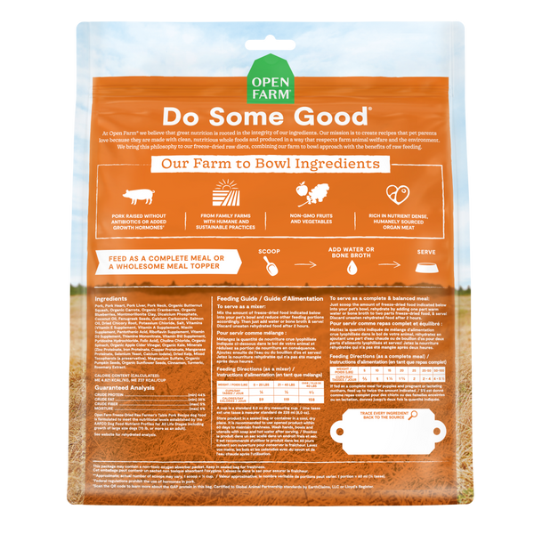 Open Farm Grain Free Farmer's Table Pork Morsels Freeze Dried Raw Dog Food