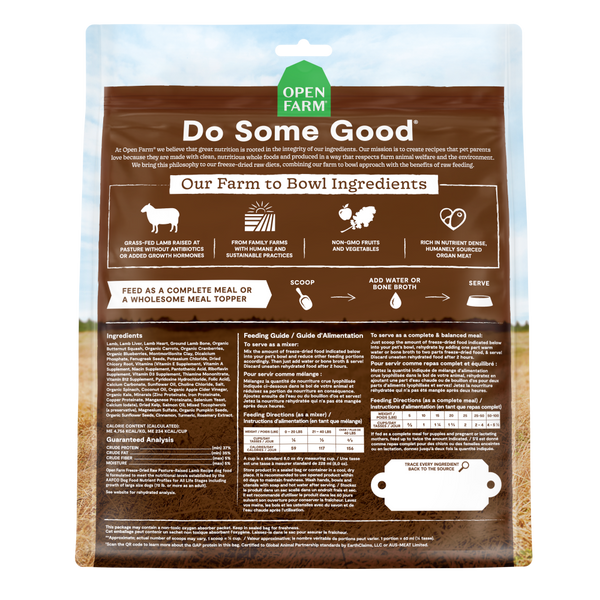 Open Farm Grain Free Pasture Raised Lamb Morsels Freeze Dried Raw Dog Food