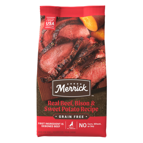 Merrick Premium Grain Free Dry Adult Wholesome And Natural Kibble With Beef, Bison And Sweet Potato