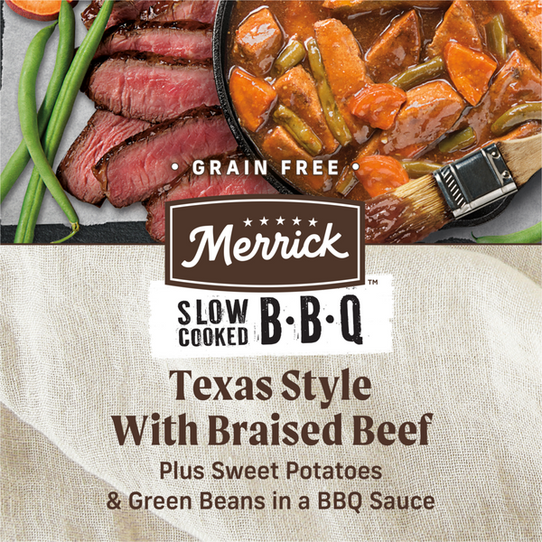 Merrick Slow-Cooked BBQ Premium Healthy Real Meat Grain Free Canned Dog Food, Texas Style With Braised Beef