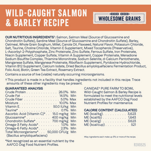 Canidae Pure Farm to Bowl Wild-Caught Salmon & Barley Recipe Dog Food