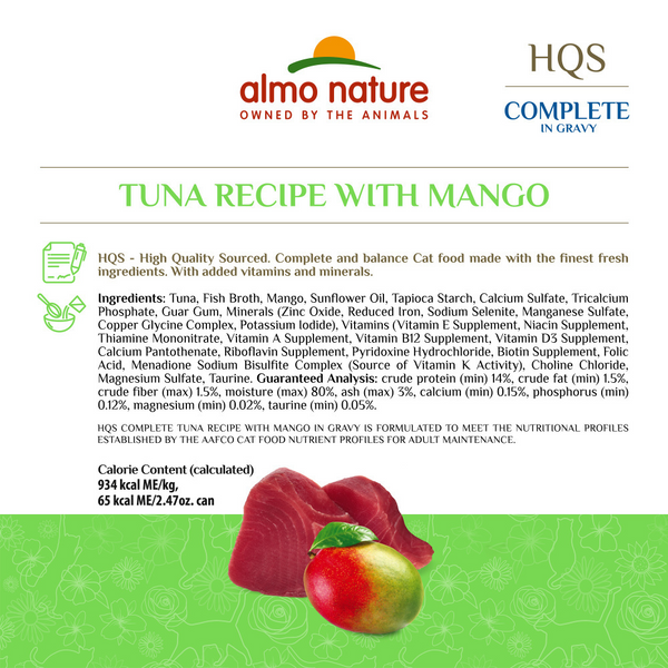 Almo Nature HQS Complete Cat Grain Free Tuna with Mango In Gravy Canned Cat Food