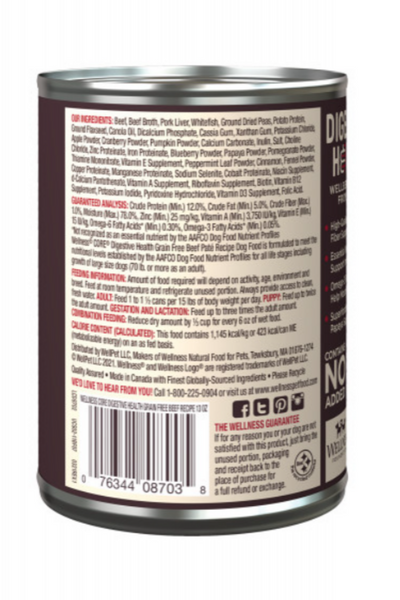 Wellness Core Digestive Health Grain Free Beef Recipe Canned Dog Food