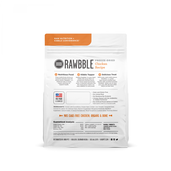 Bixbi Rawbble Freeze Dried Chicken Dog Food