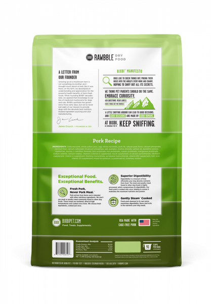 Bixbi Rawbble Kibble Grain Free Pork Dog Food
