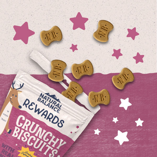 Natural Balance Rewards Crunchy Biscuits Dog Treats for Small Breeds with Real Venison