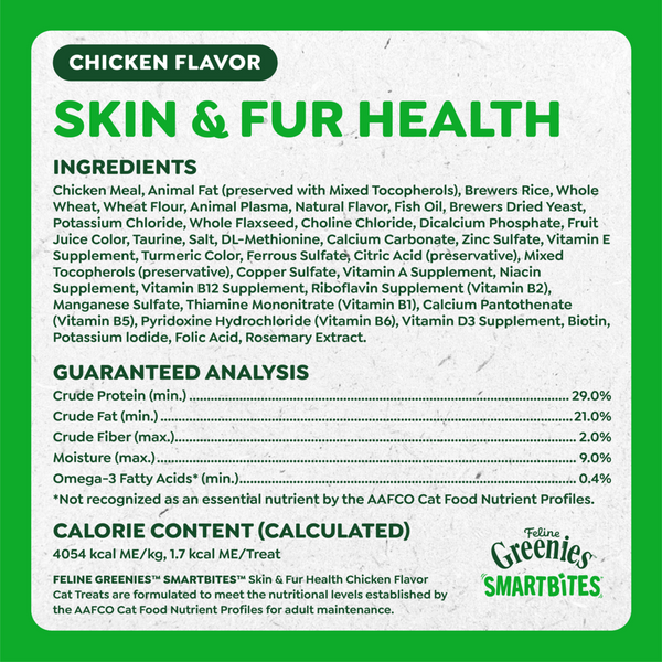Greenies Smartbites Skin and Fur Chicken Cat Treats