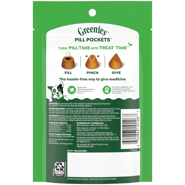 Greenies Pill Pockets Canine Peanut Butter Dog Treats