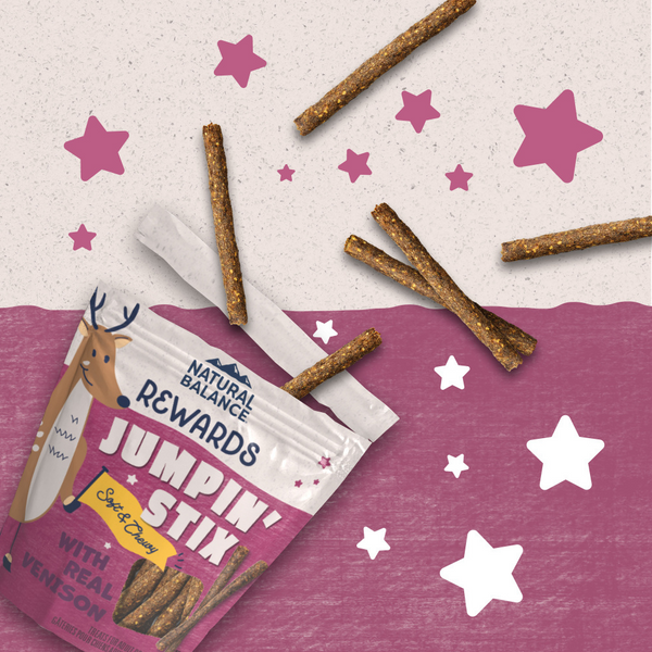 Natural Balance Rewards Jumpin' Stix Dog Treats with Real Venison