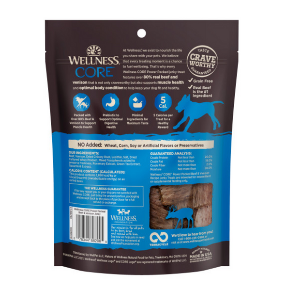 Wellness CORE Natural Grain Free Pure Rewards Beef and Venison Recipe Jerky Bites Dog Treats