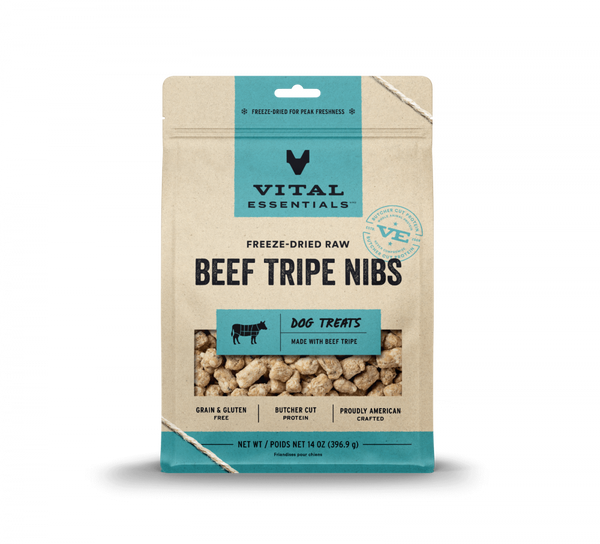 Vital Essentials Freeze Dried Beef Tripe Nibblets Grain Free Limited Ingredient Dog Treats