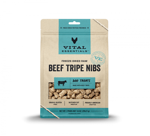 Vital Essentials Freeze Dried Beef Tripe Nibblets Grain Free Limited Ingredient Dog Treats