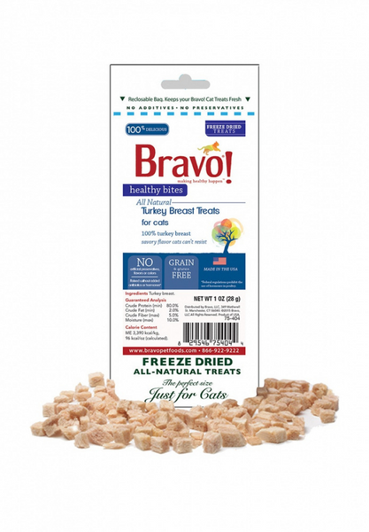 Bravo! Healthy Bites Grain Free Turkey Breast Freeze-Dried Cat Treats