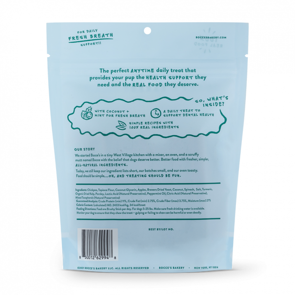Bocce's Bakery Brushy Sticks Dental Bars for Small Breed Dogs