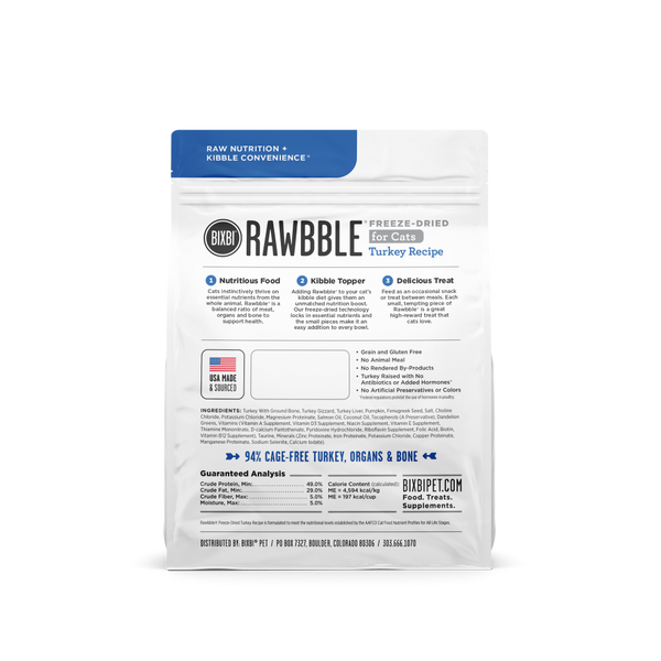 Bixbi Rawbble Turkey Freeze Dried for Cats