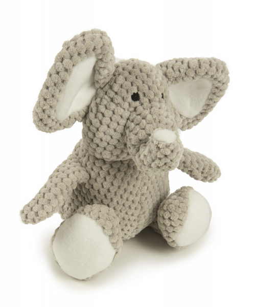 Go Dog Checkers Elephant with Chew Guard Technology Durable Plush Squeaker Dog Toy Gray