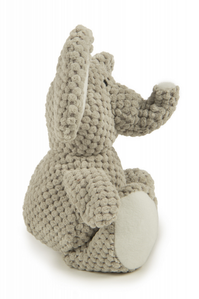 Go Dog Checkers Elephant with Chew Guard Technology Durable Plush Squeaker Dog Toy Gray