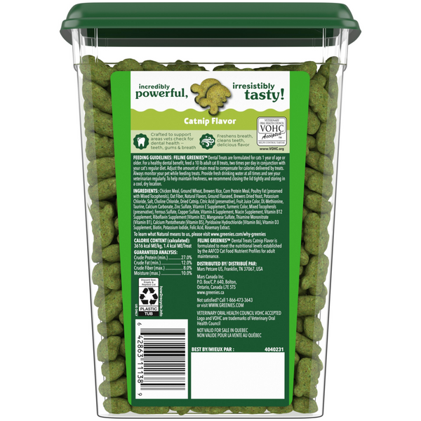 Feline Greenies Adult Dental Catnip Flavor Cat Treats