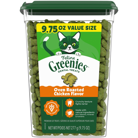 Feline Greenies Adult Dental Oven Roasted Chicken Flavor Cat Treats