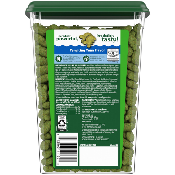 Feline Greenies Adult Dental Tempting Tuna Flavor Cat Treats