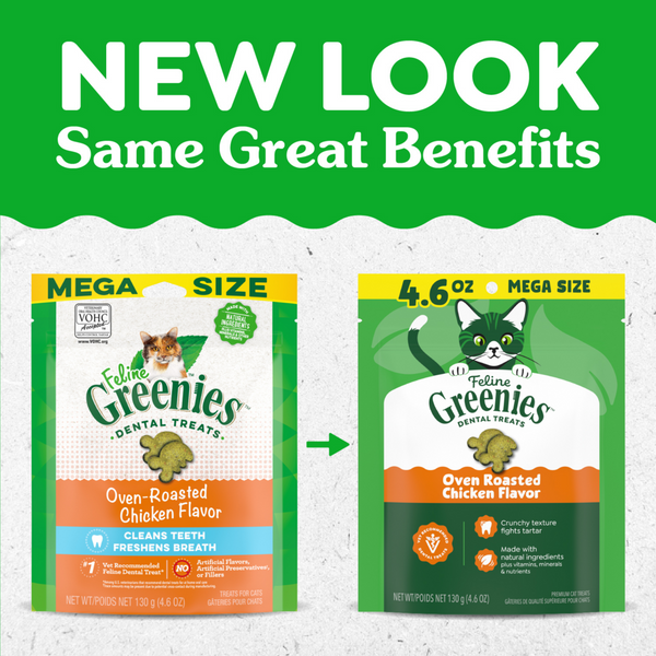 Feline Greenies Adult Natural Dental Care Oven Roasted Chicken Flavor Cat Treats