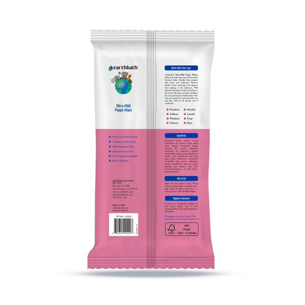 Earthbath Ultra-Mild Cleans & Conditions Puppy Wild Cherry Plant-Based Wipes