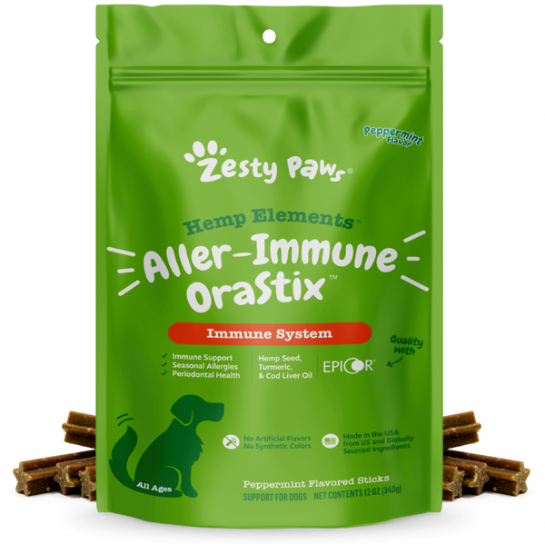 Zesty Paws Hemp Elements Aller-Immune Orastix Dental Chews for Dogs