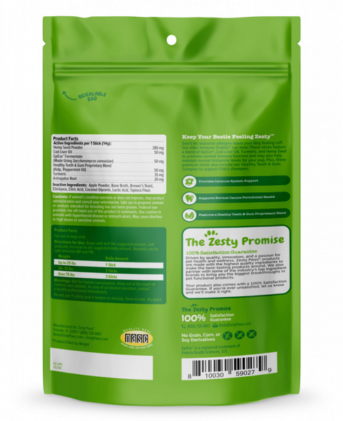 Zesty Paws Hemp Elements Aller-Immune Orastix Dental Chews for Dogs