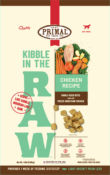 Primal Canine Chicken Recipe Kibble in the Raw