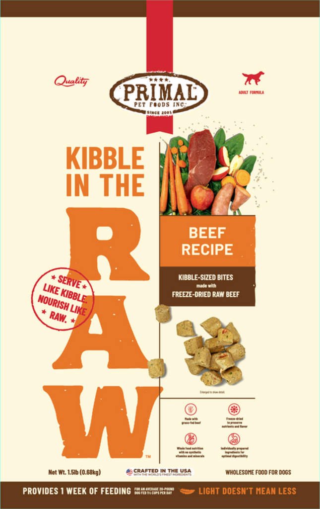 Primal Canine Beef Recipe Kibble in the Raw