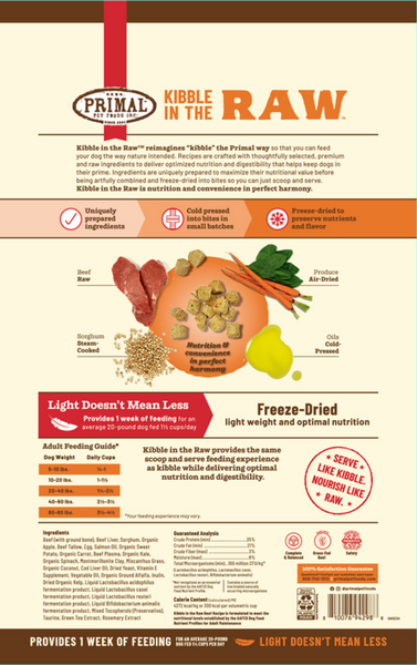 Primal Canine Beef Recipe Kibble in the Raw