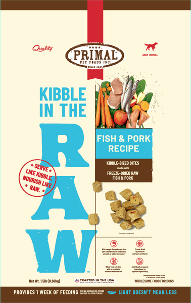 Primal Canine Fish & Pork Recipe Kibble in the Raw