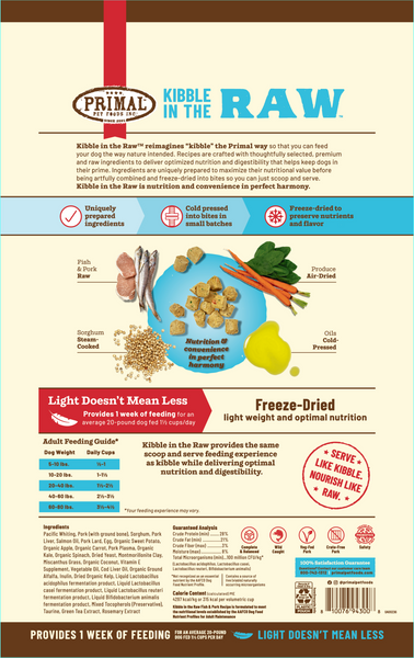 Primal Canine Fish & Pork Recipe Kibble in the Raw