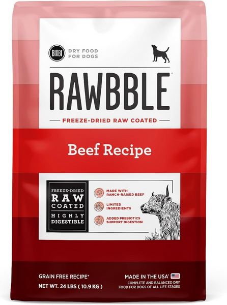 Bixbi Rawbble Freeze Dried Coated Beef Kibble Recipe for Dogs