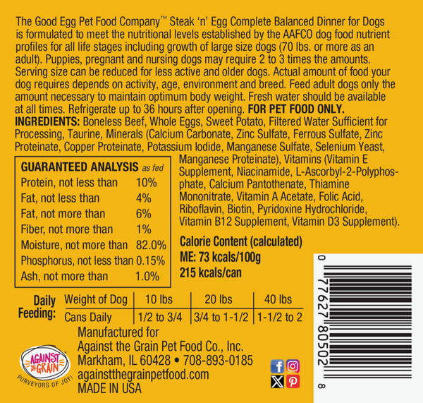 Against the Grain Good Egg Steak & Egg Dog Food