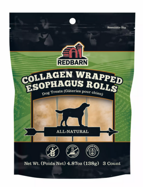 Redbarn Collagen Wrapped Esophagus Roll Dog Treats