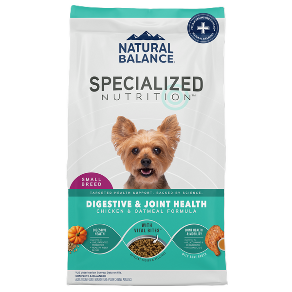 Natural Balance Specialized Nutrition Dry Dog Food, Small Breed Digestive & Joint Health Chicken & Oatmeal Formula