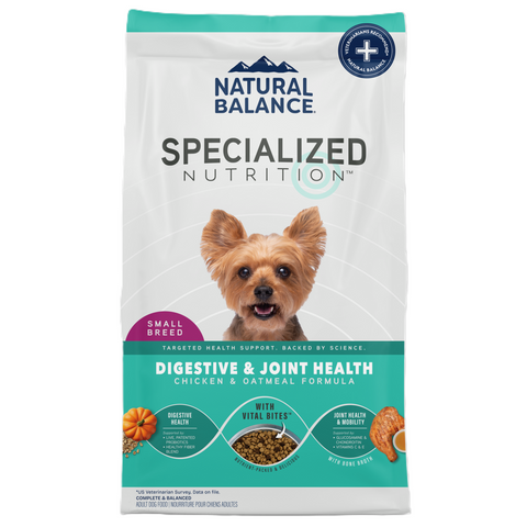 Natural Balance Specialized Nutrition Dry Dog Food, Small Breed Digestive & Joint Health Chicken & Oatmeal Formula