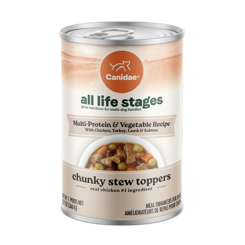 Canidae All Life Stages Wet Dog Food, Chunky Stew Toppers, Multi-Protein & Vegetable Recipe, 12.7 oz.