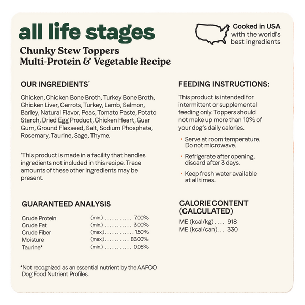 Canidae All Life Stages Wet Dog Food, Chunky Stew Toppers, Multi-Protein & Vegetable Recipe, 12.7 oz.
