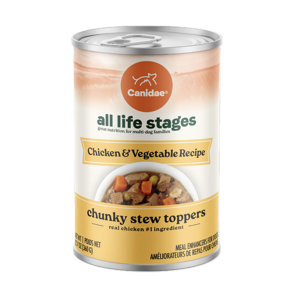 Canidae All Life Stages Wet Dog Food, Chunky Stew Toppers, Chicken & Vegetable Recipe, 12.7 oz.