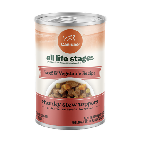 Canidae All Life Stages Wet Dog Food, Chunky Stew Toppers, Beef & Vegetable Recipe, 12.7 oz.