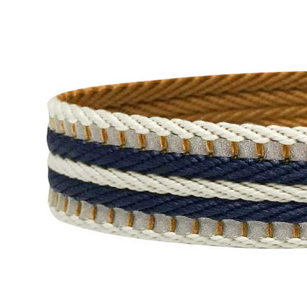 Blueberry Pet 3M Reflective Olive & Blue-gray Stripe Safety Training Martingale Dog Collar