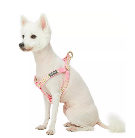 Blueberry Pet Step-in Velvety Polka Dot Baby Pink Flocking Dog Harness