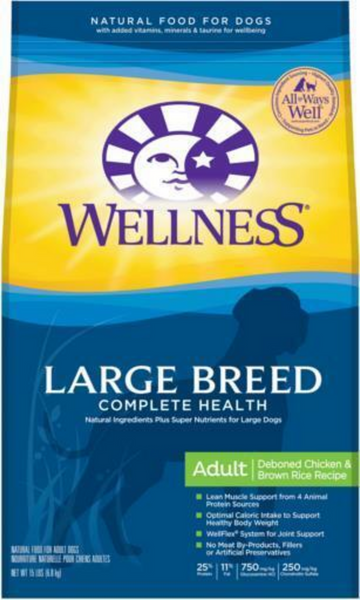 Wellness Complete Health Wholesome Grains Chicken and Brown Rice Large Breed Dog Food