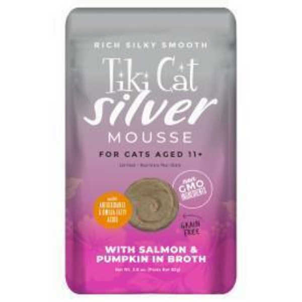 Tiki Cat Silver Mousse Salmon & Pumpkin Wet Cat Food for Senior Cats Food Pouch